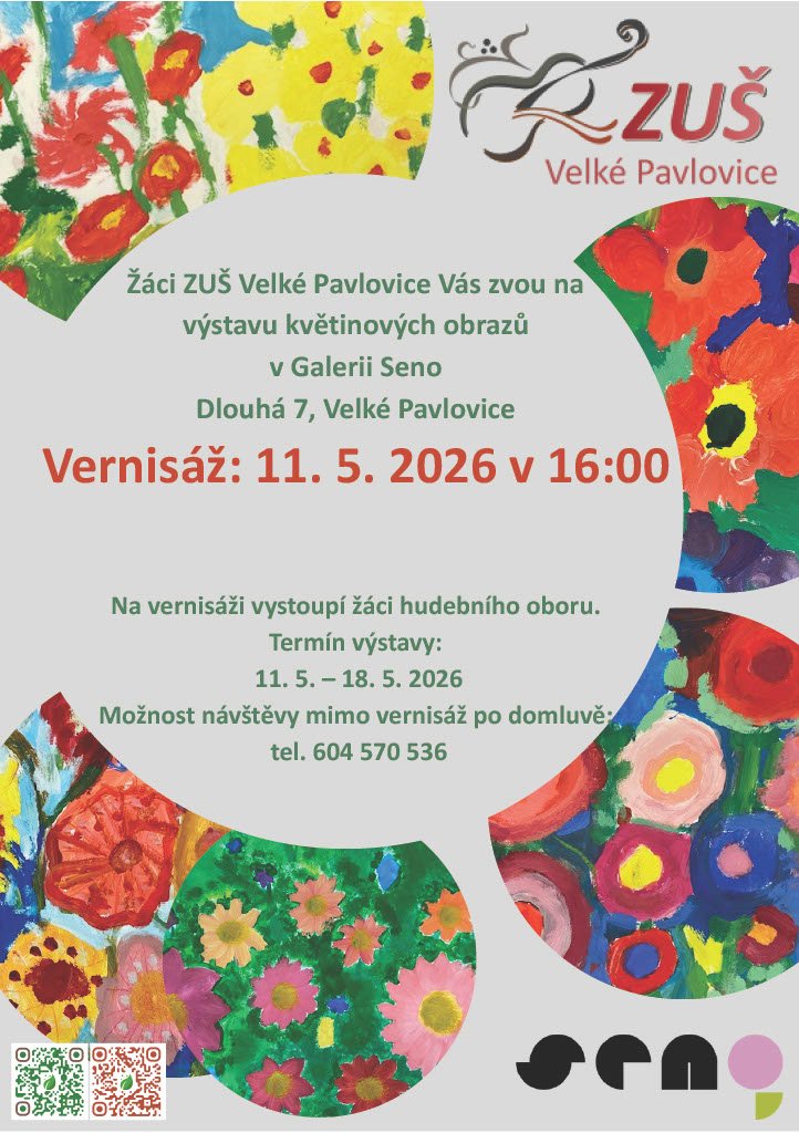 pozvánka na výstavu ZUŠ velké pavlovice do SENO atelieru